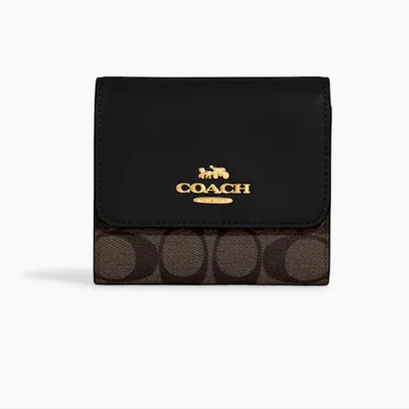 Coach Signature Smooth Leather & Coated Canvas Wallet New with Gift Box ❤️ - Picture 1 of 9